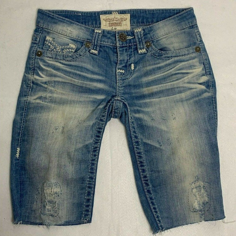 Big Star Liv Denim Bermuda Shorts 26R Med Wash